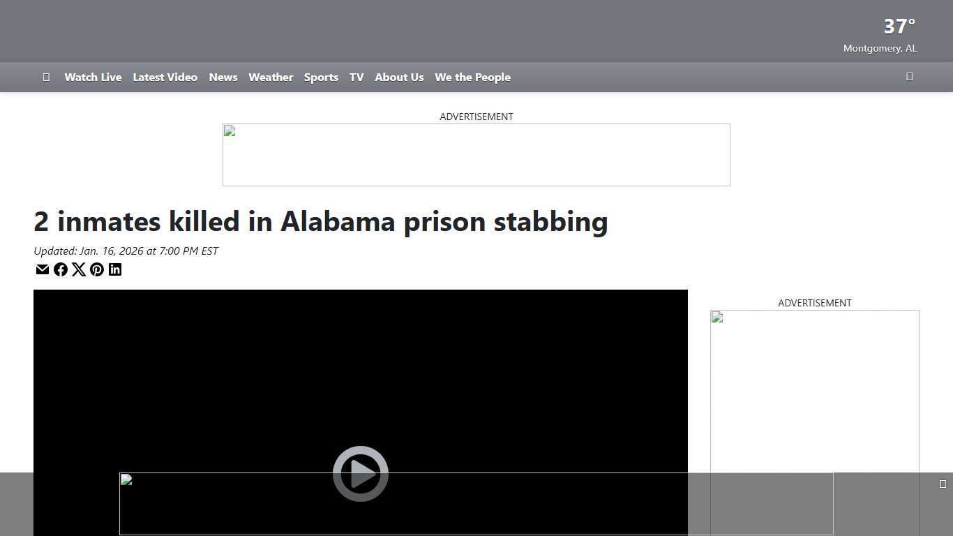 2 inmates killed in Alabama prison stabbing