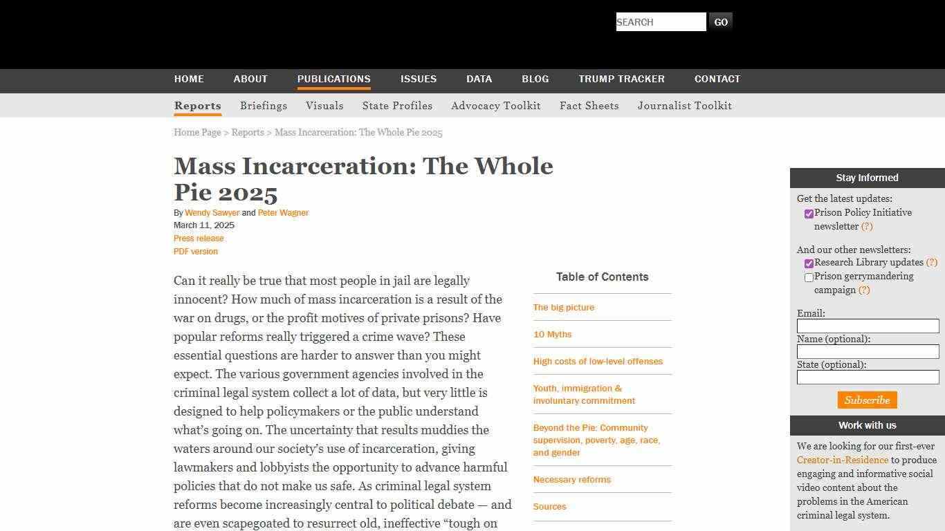 Mass Incarceration: The Whole Pie 2025 | Prison Policy Initiative
