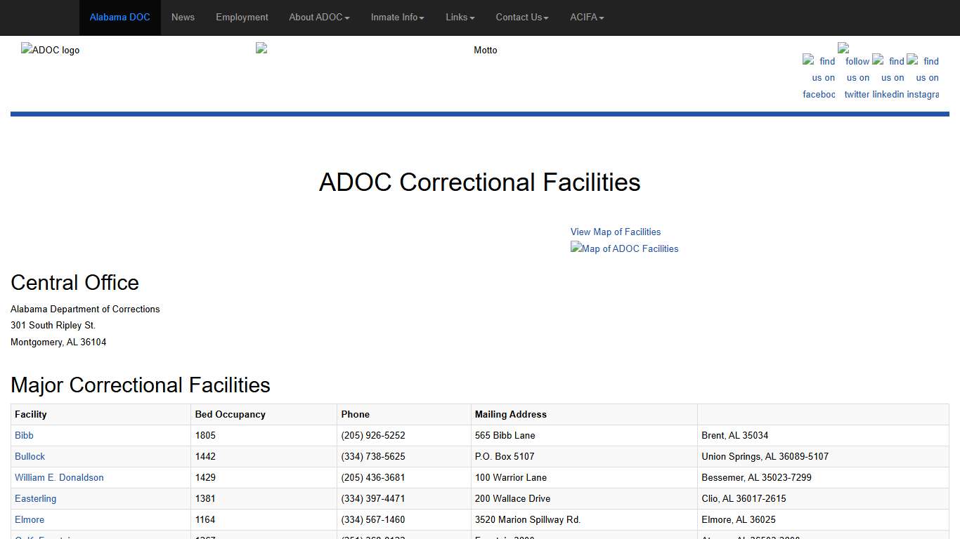 - Alabama Dept of Corrections